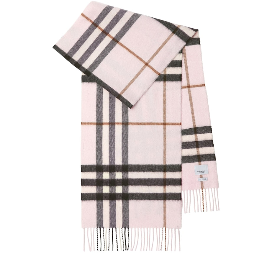 Burberry Pink Cashmere Check Scarf