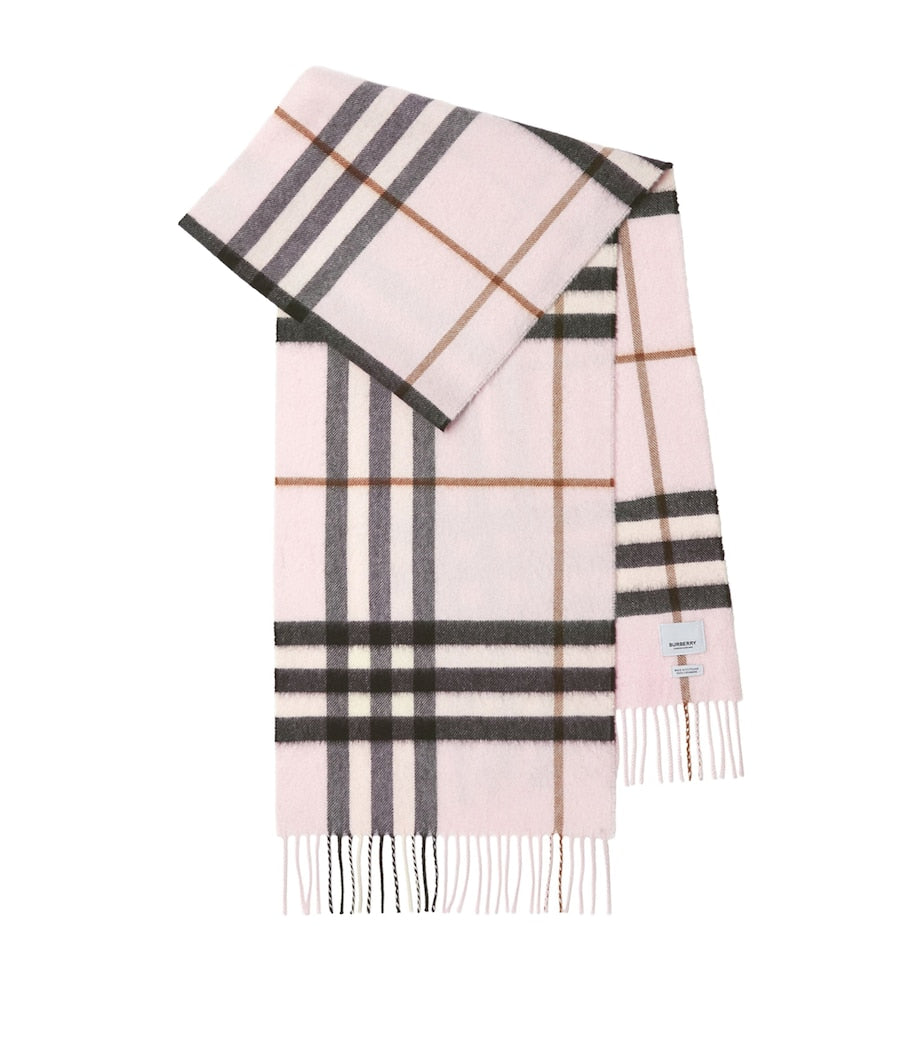 Burberry Pink Cashmere Check Scarf