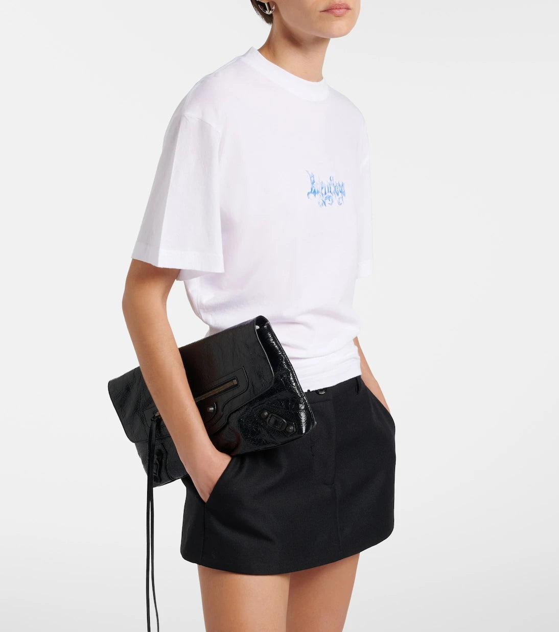 Balenciaga - بلوزة من قطن الجيرسيه مزينة بالشعار