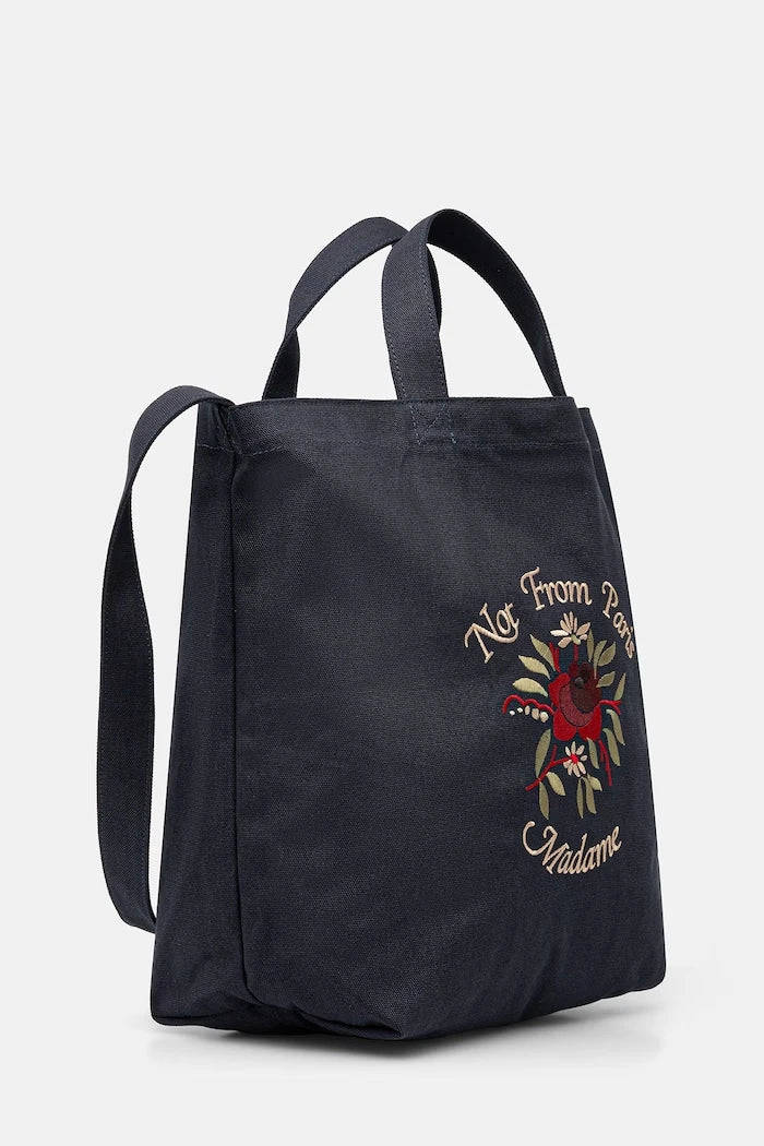 Drôle de Monsieur Pamuklu Çanta Sac Tote Slogan Pembe