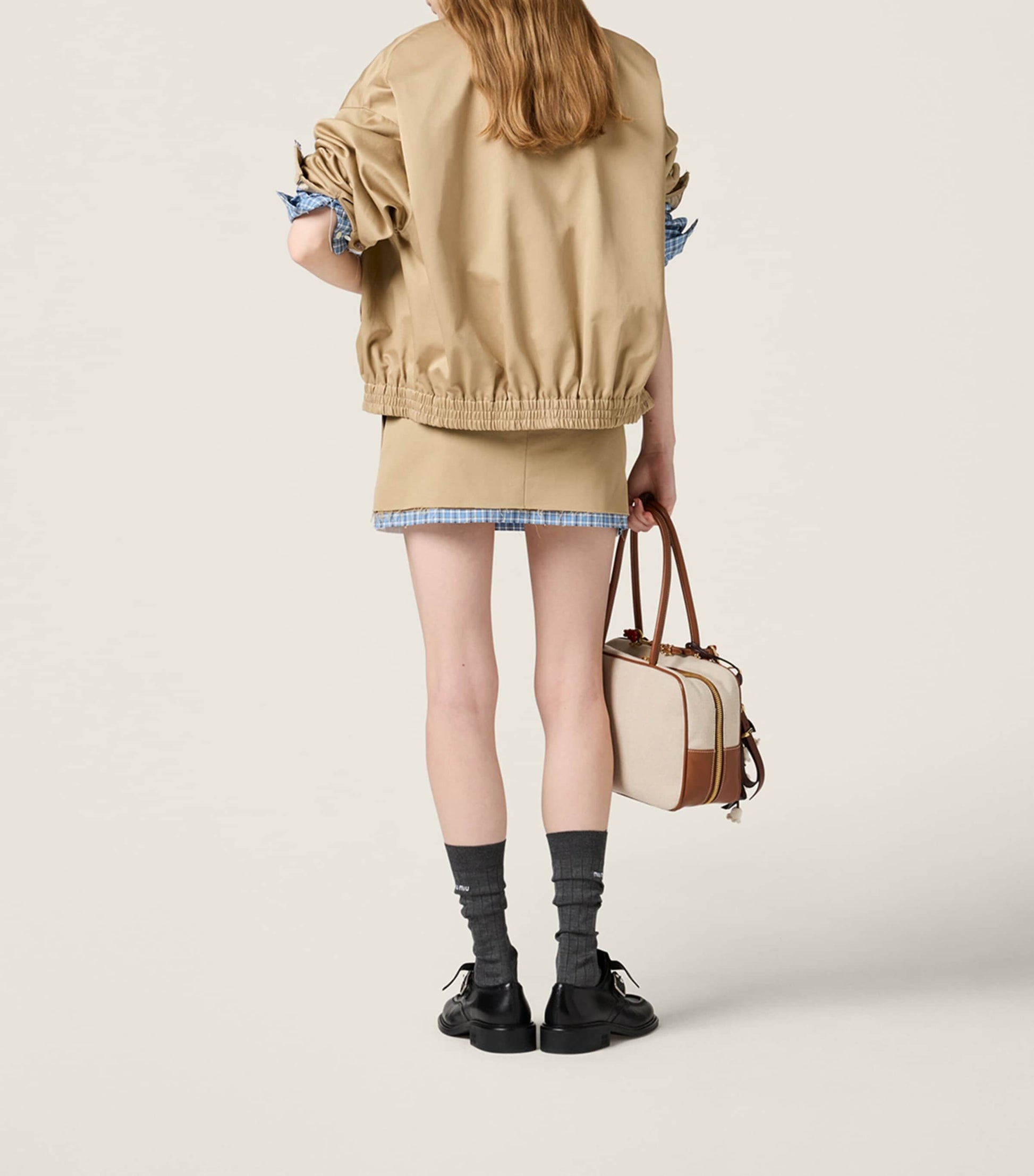 Neutral Cotton Chino Mini Skirt