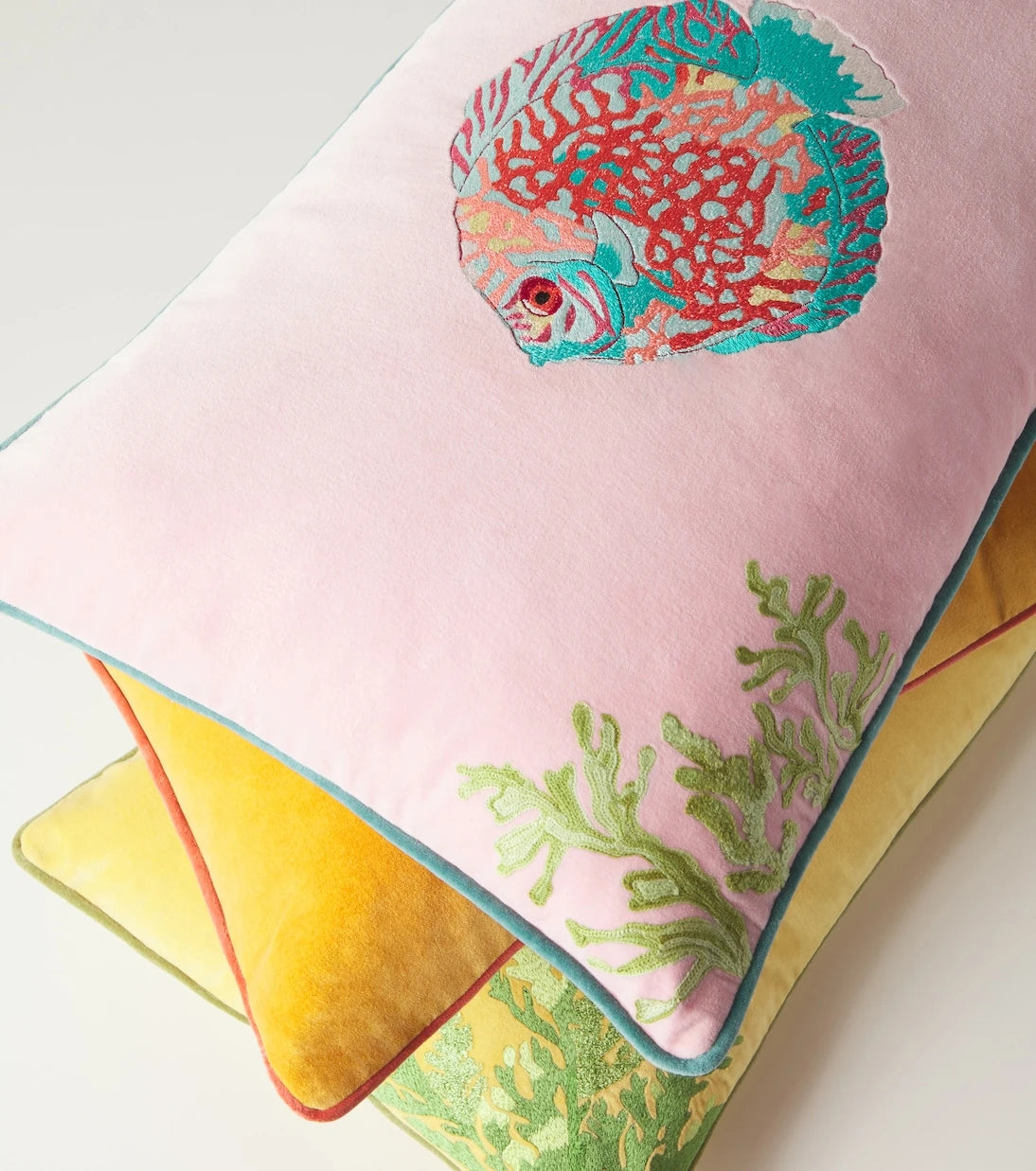 Les-Ottomans - Embroidered cotton velvet cushion