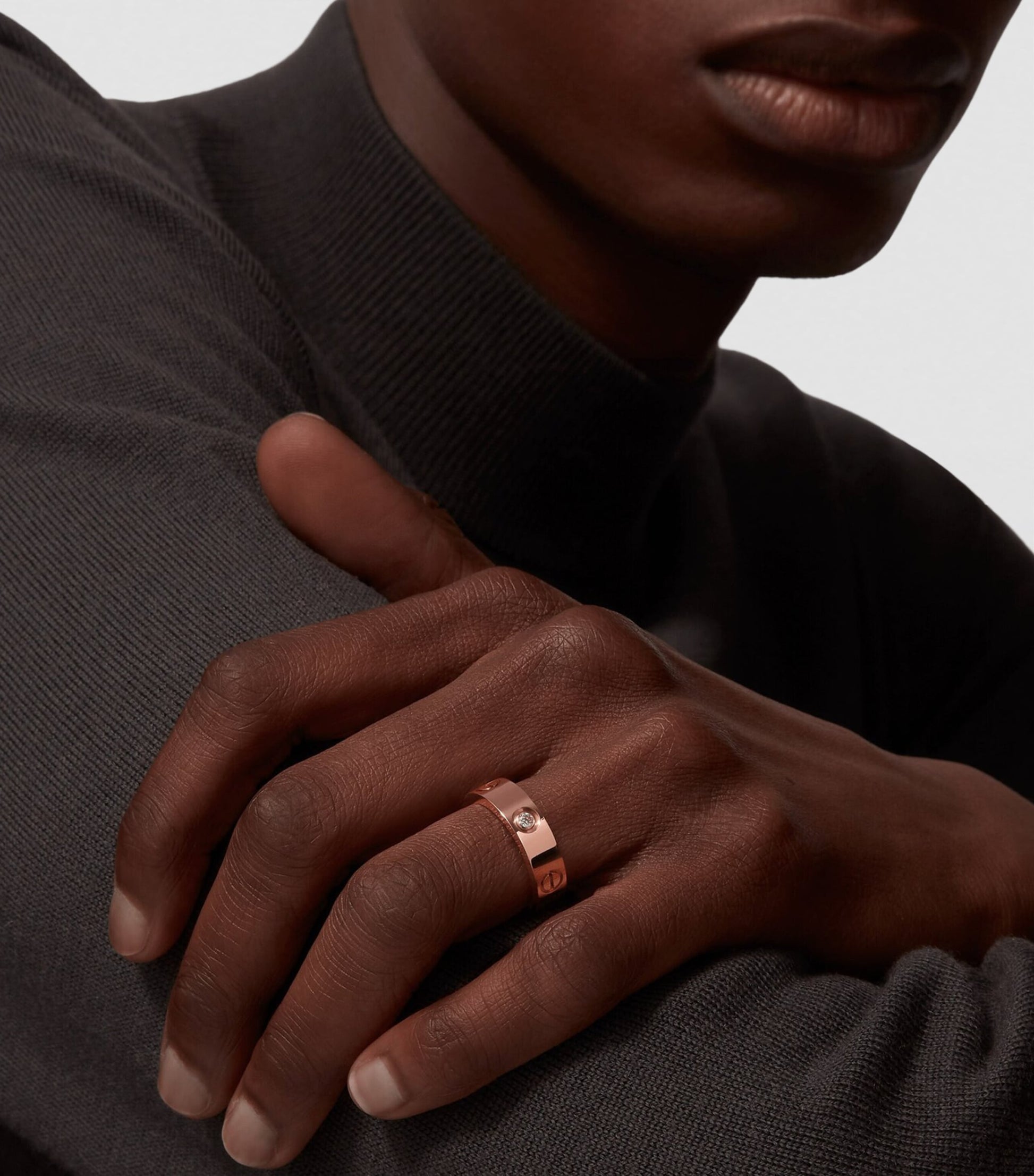 Rose Gold and Diamond LOVE Ring