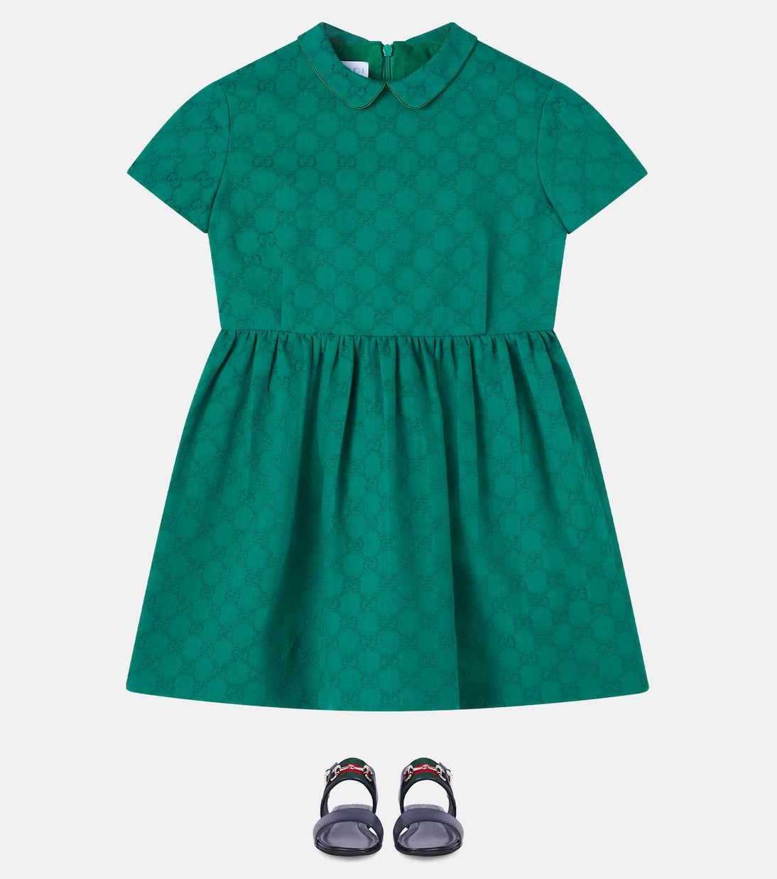 Gucci Kids - فستان من القطن بنقشة GG