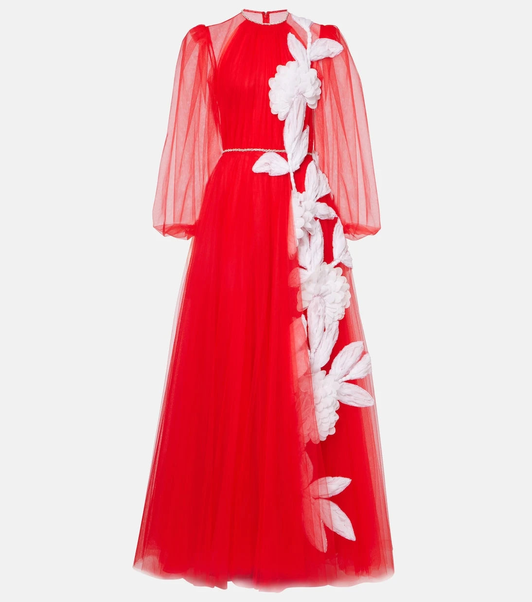 Costarellos - Floral appliqué tulle gown