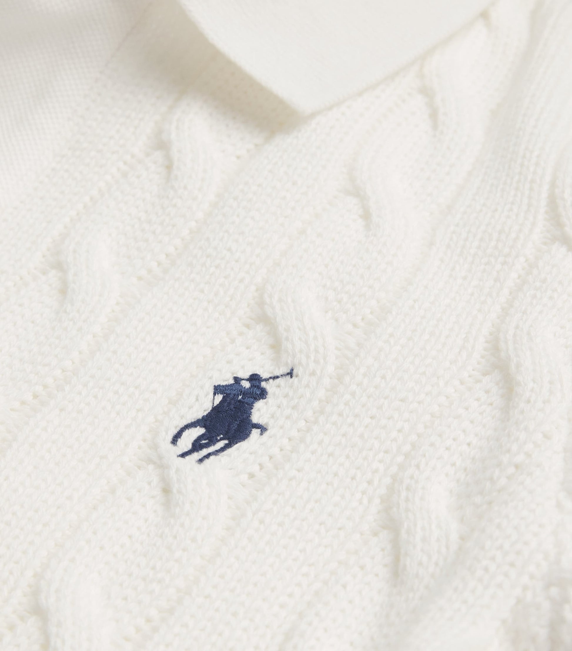 Polo Ralph Lauren White Cable-Knit Polo Shirt