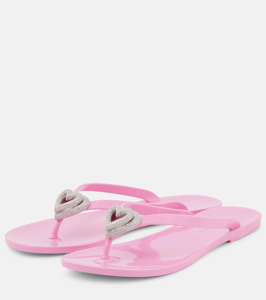 Mach & Mach - Double Heart embellished thong sandals