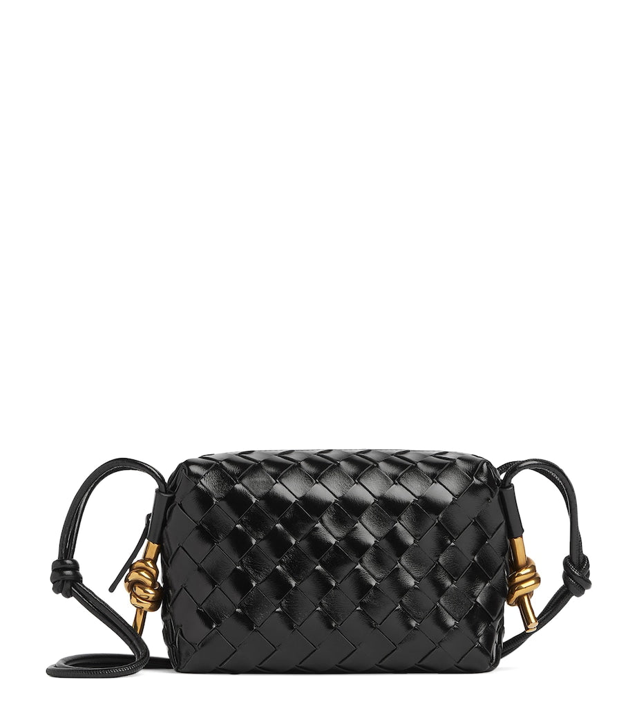 Bottega Veneta Black Mini Leather Loop Camera Bag
