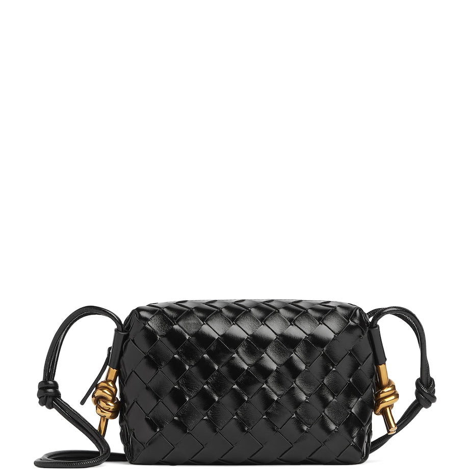 Bottega Veneta Black Mini Leather Loop Camera Bag