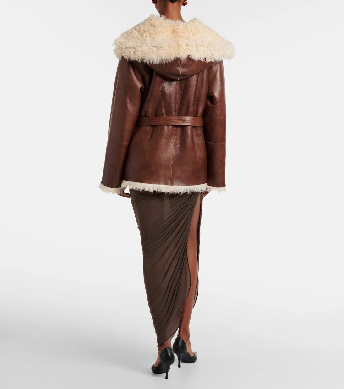 Magda Butrym - Shearling-trimmed leather jacket
