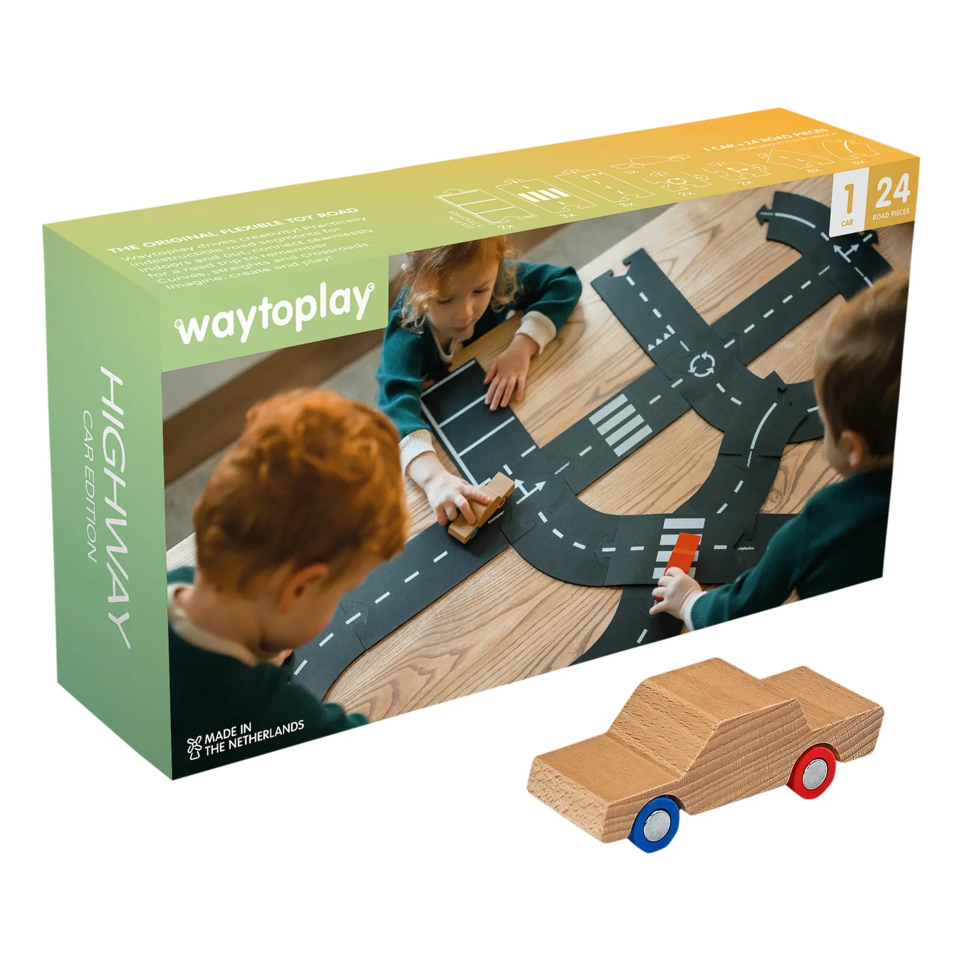 Waytoplay - Highway circuit with 1 car - 24 pieces