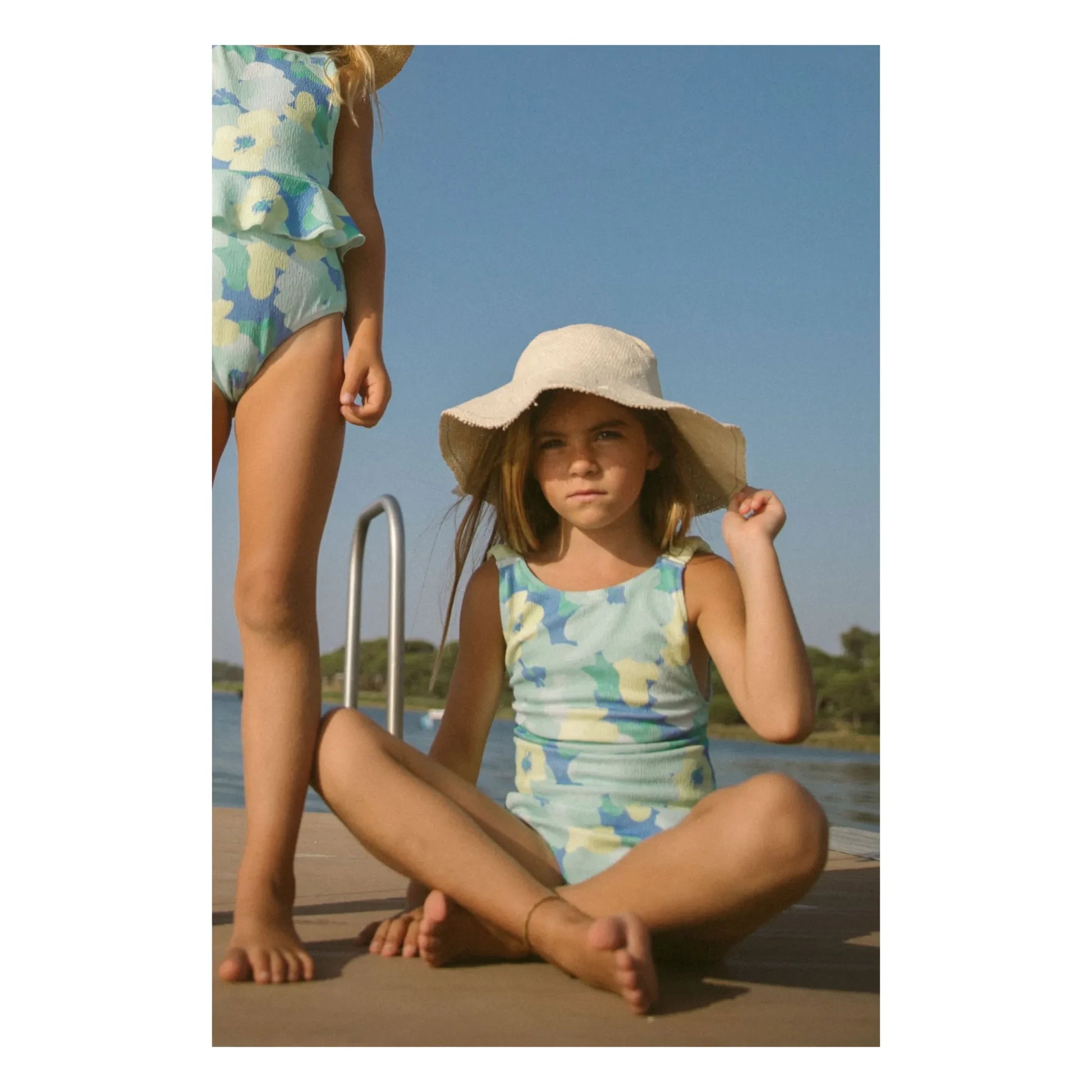My First Cantê - Mel Fleuri Texturé Swimsuit | Pale blue