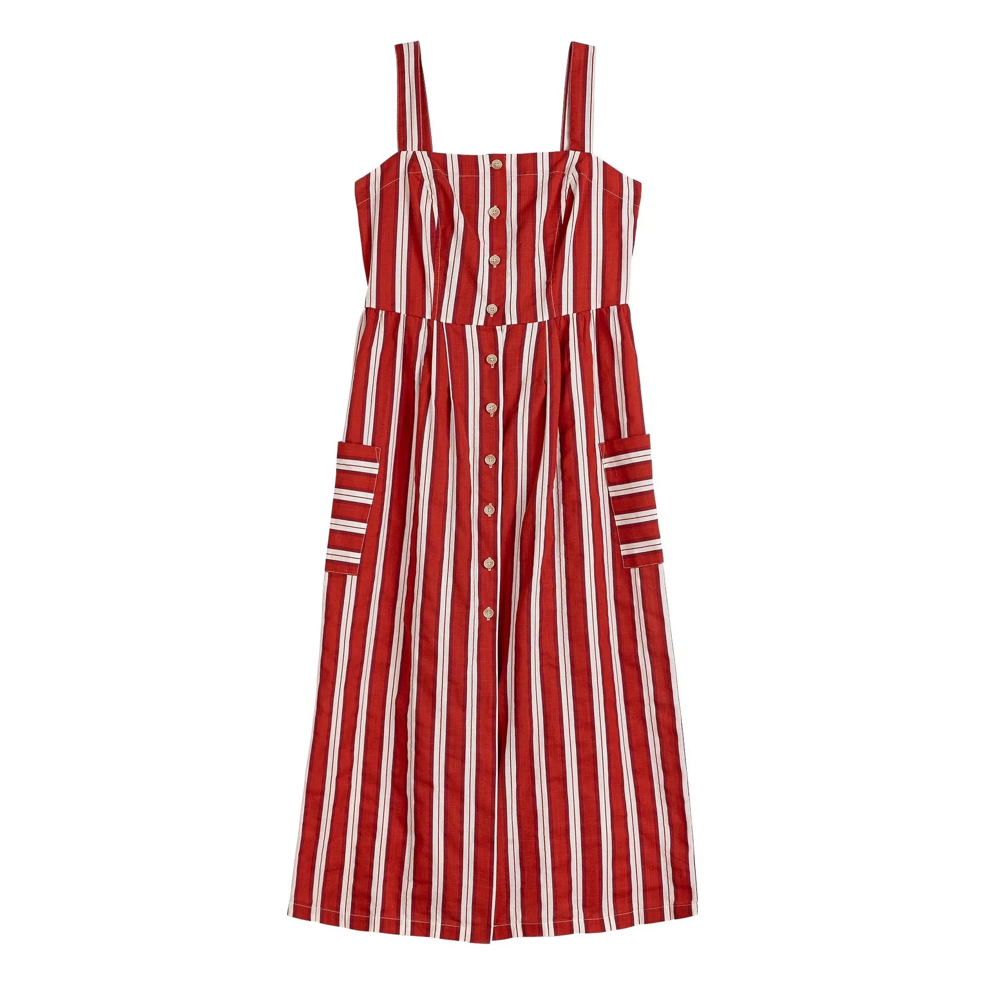 Bobo Choses - Striped Flared Dress Organic Cotton | Brick red
