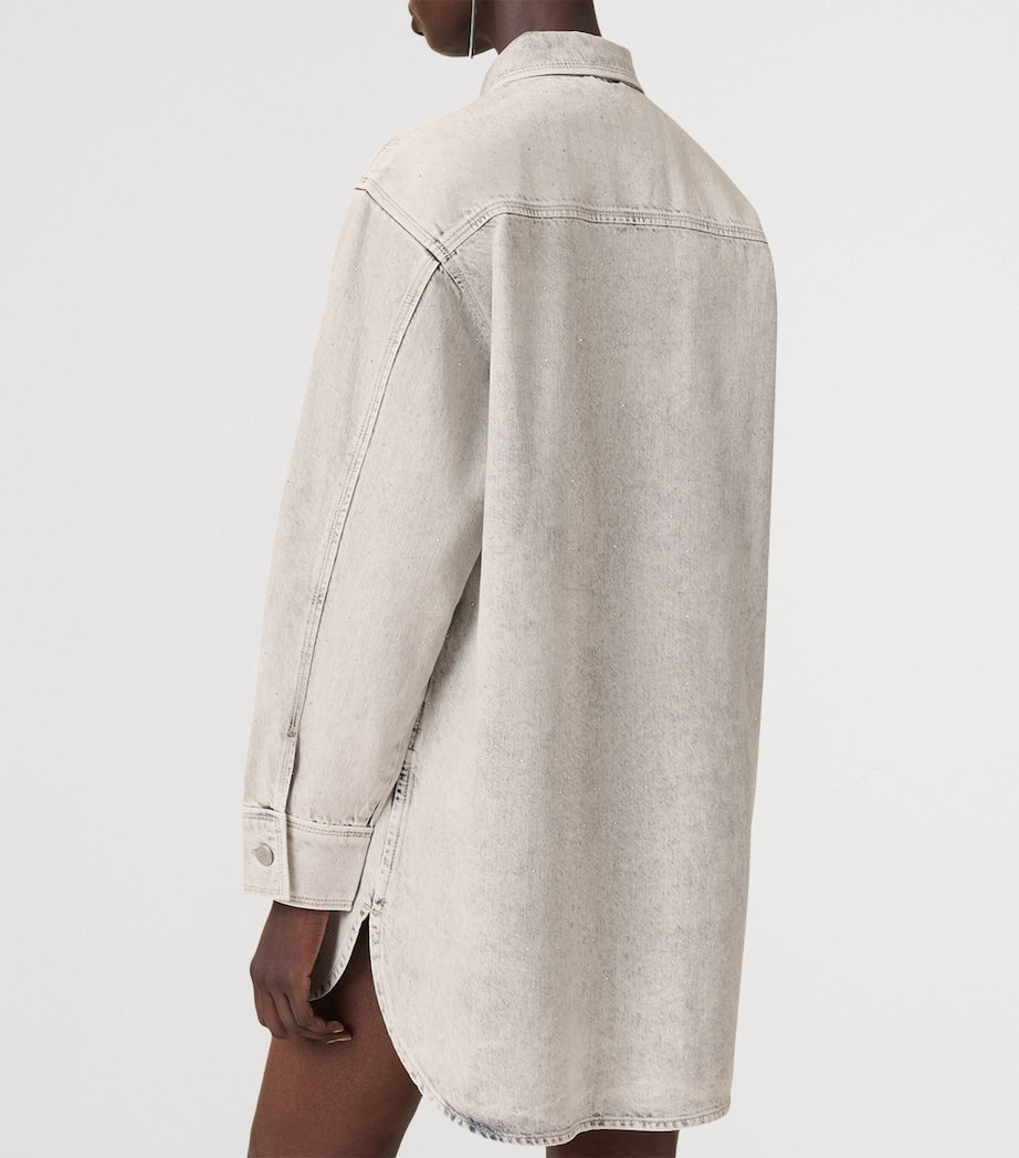 AllSaints Grey Organic Denim Faye Mini Shirt Dress