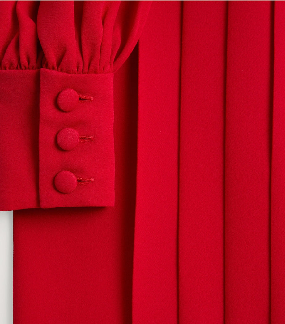 Valentino Red Silk Maxi Shirt Dress