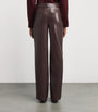 Alice+Olivia Brown Vegan Leather Alexander Trousers