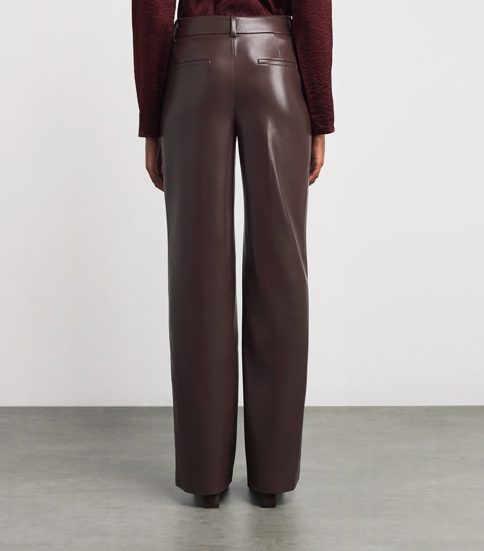 Alice+Olivia Brown Vegan Leather Alexander Trousers