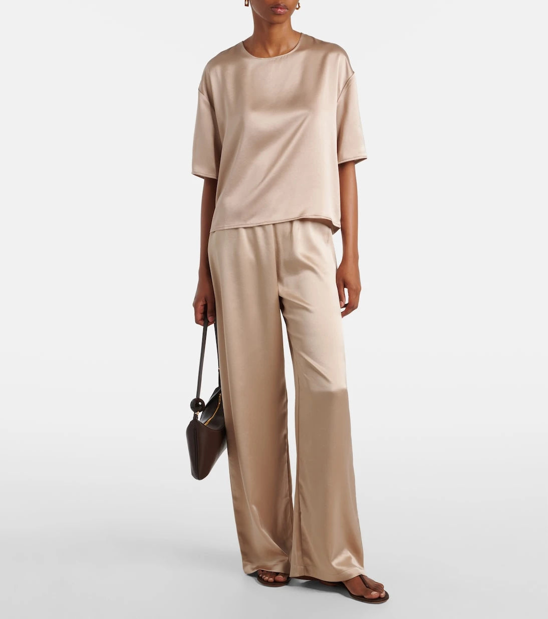 Leset - Barb mid-rise satin wide-leg pants