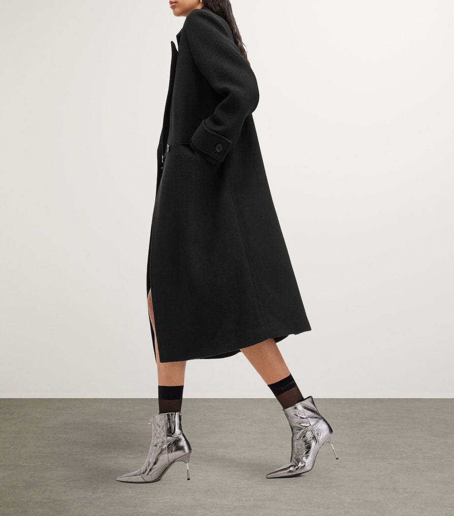 AllSaints Black Double-Breasted Mabel Coat