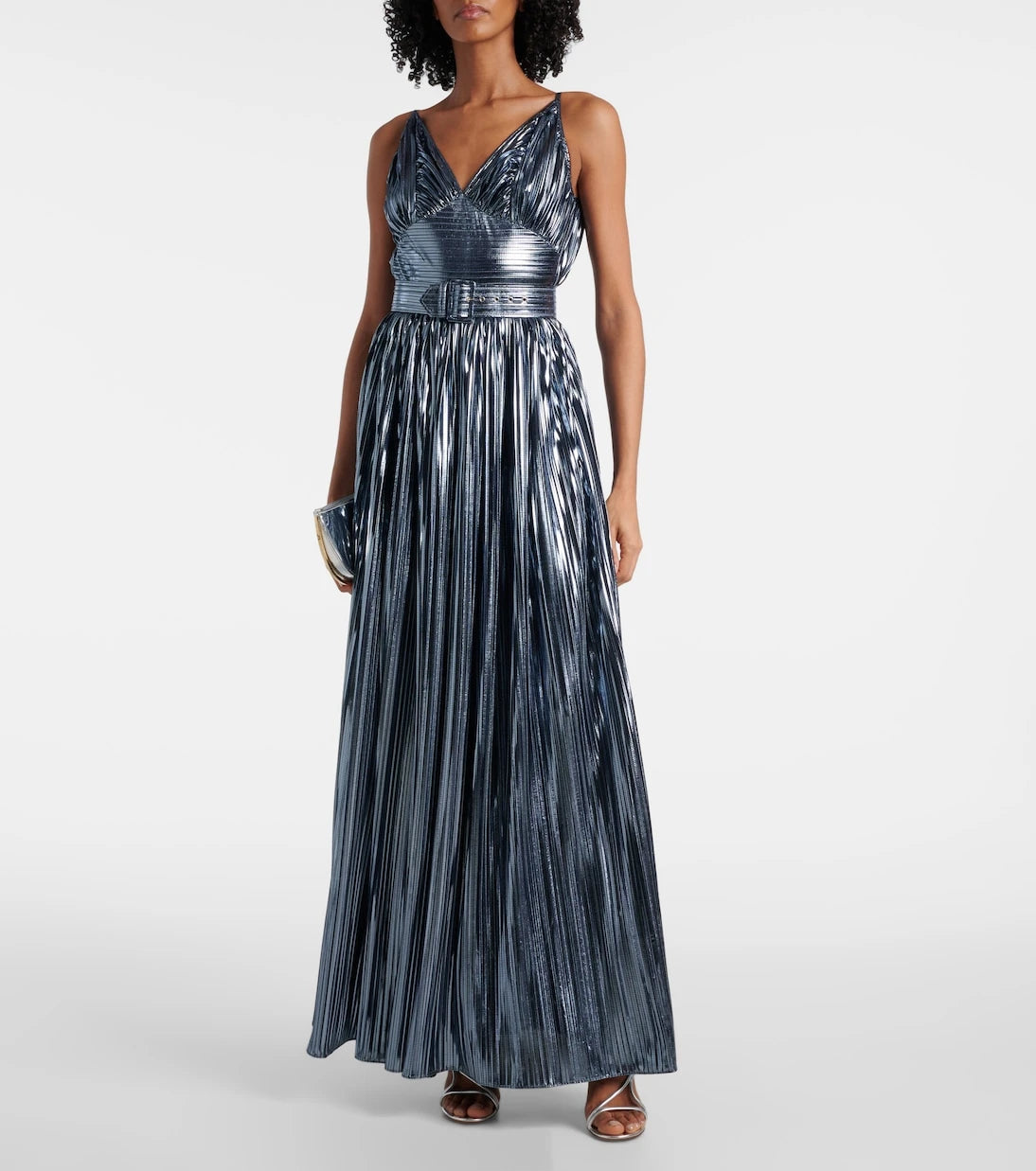 Rodarte - Pleated belted lamé gown