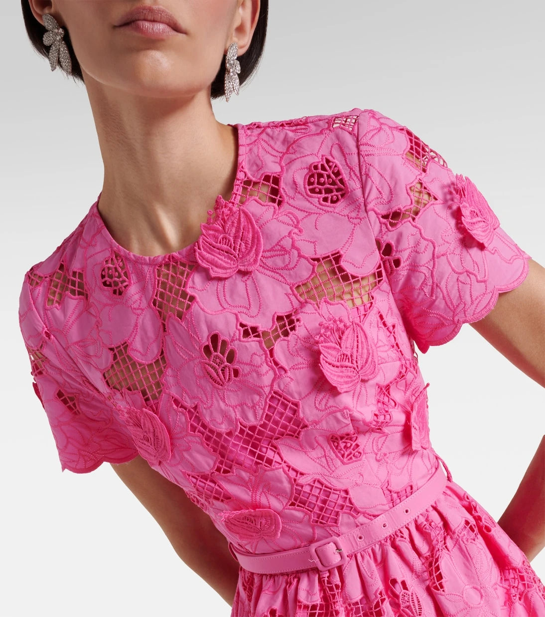 Self-Portrait - Cotton-blend lace midi dress