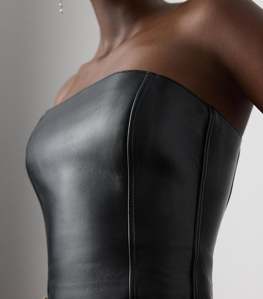 Ralph Lauren Collection Black Lambskin Gwyneth Bustier