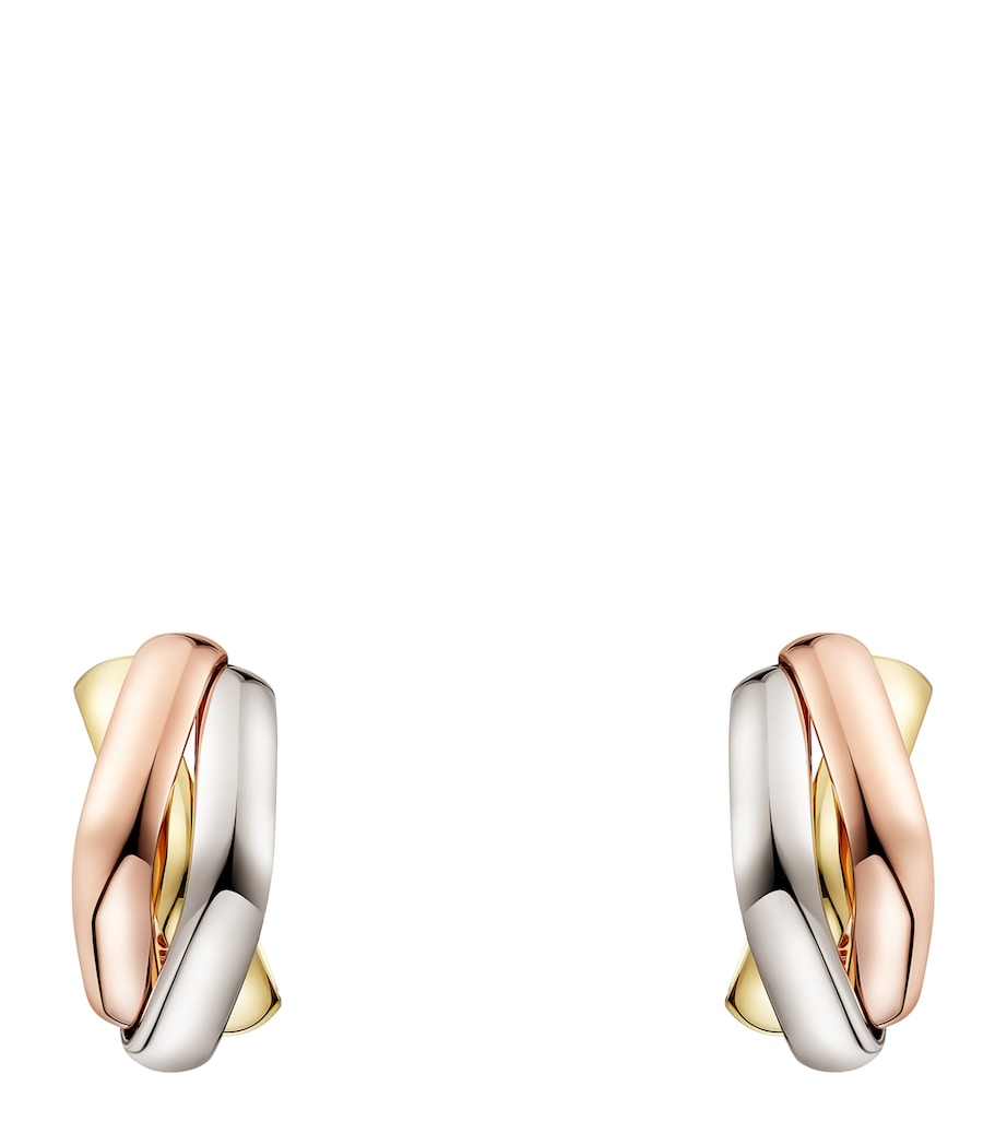Cartier White, Rose and Yellow Gold Trinity Box Earrings