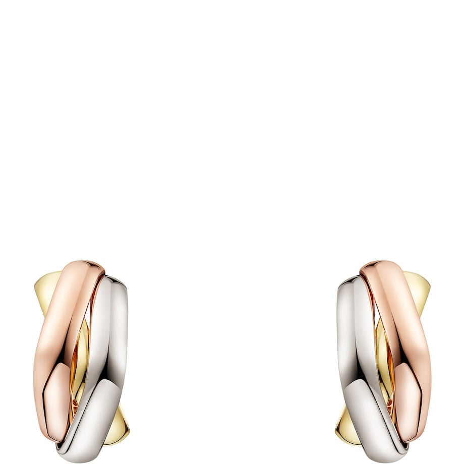 Cartier White, Rose and Yellow Gold Trinity Box Earrings