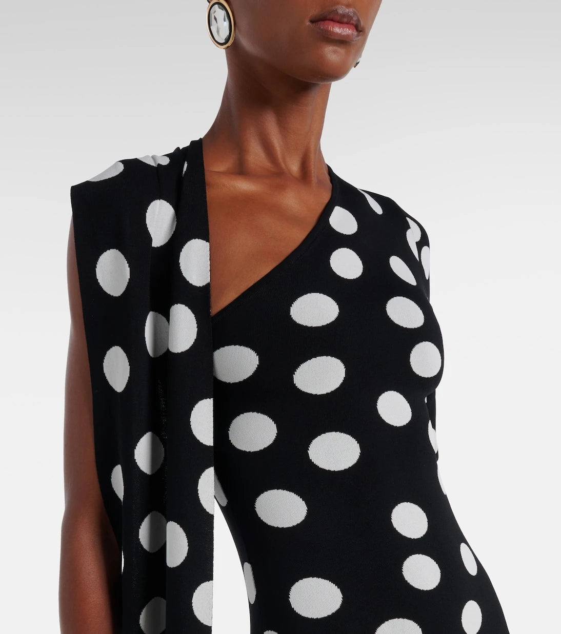 David Koma - Polka-dot scarf-detail gown
