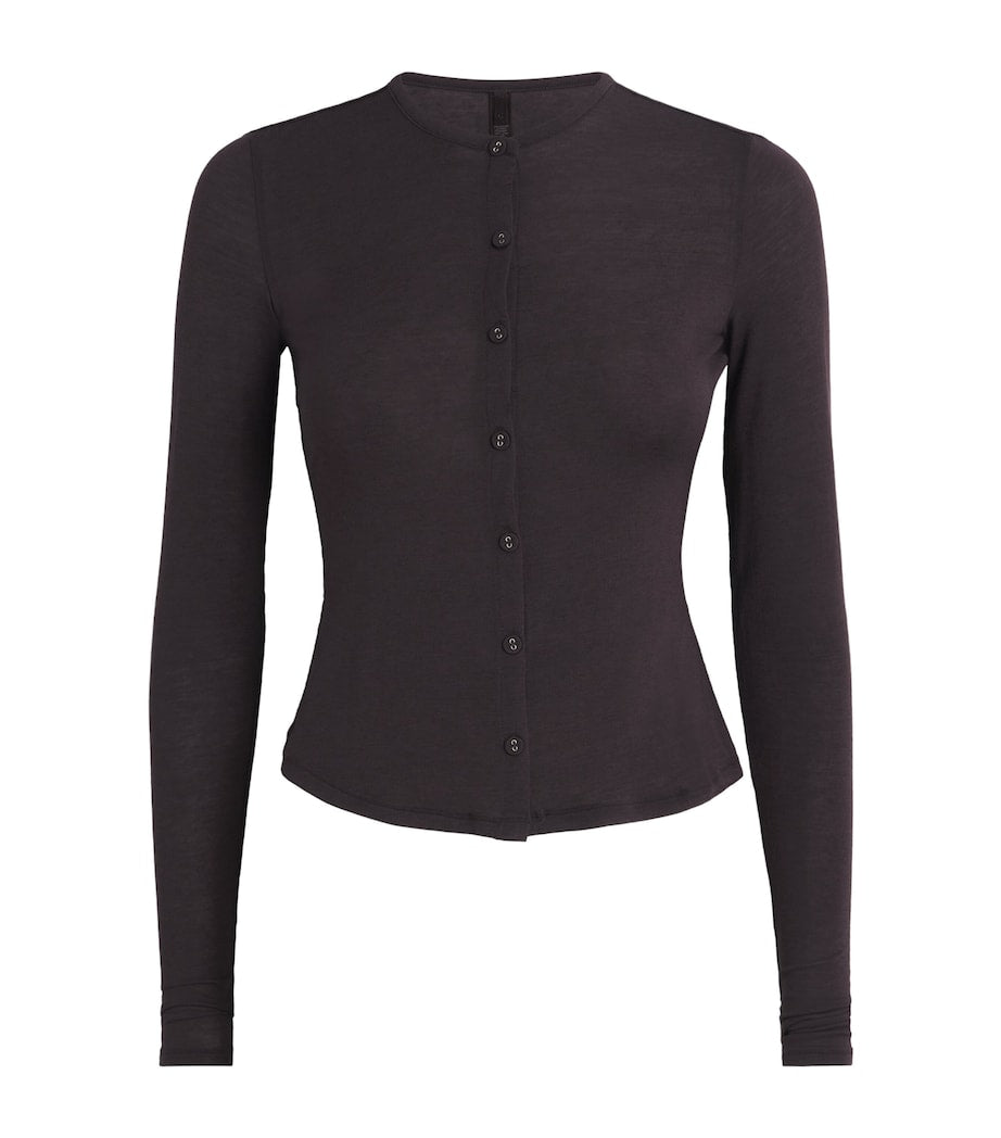 Skims Burgundy Sheer Modal Cardigan