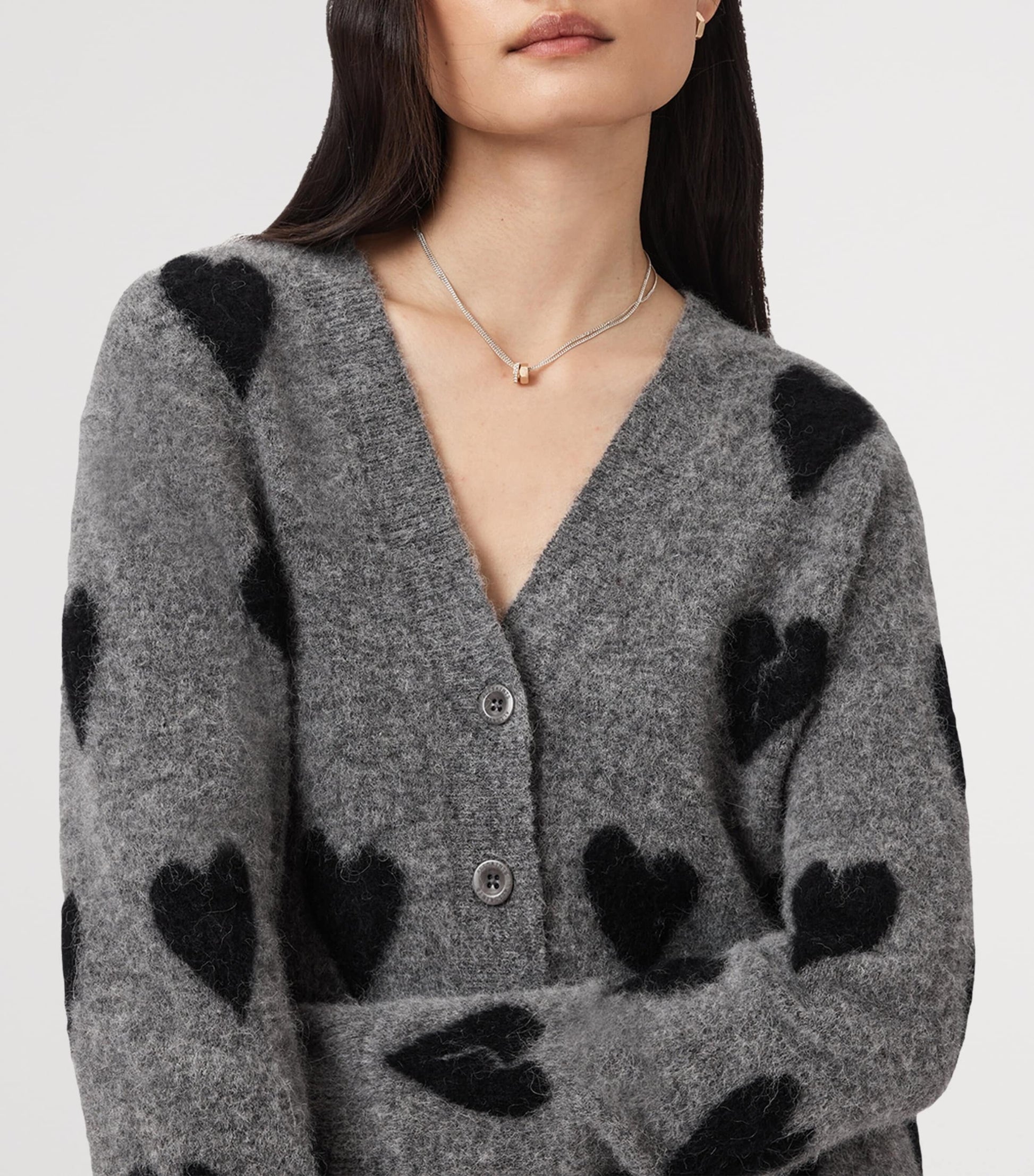 Amora Knit Cardigan GREY/BLACK