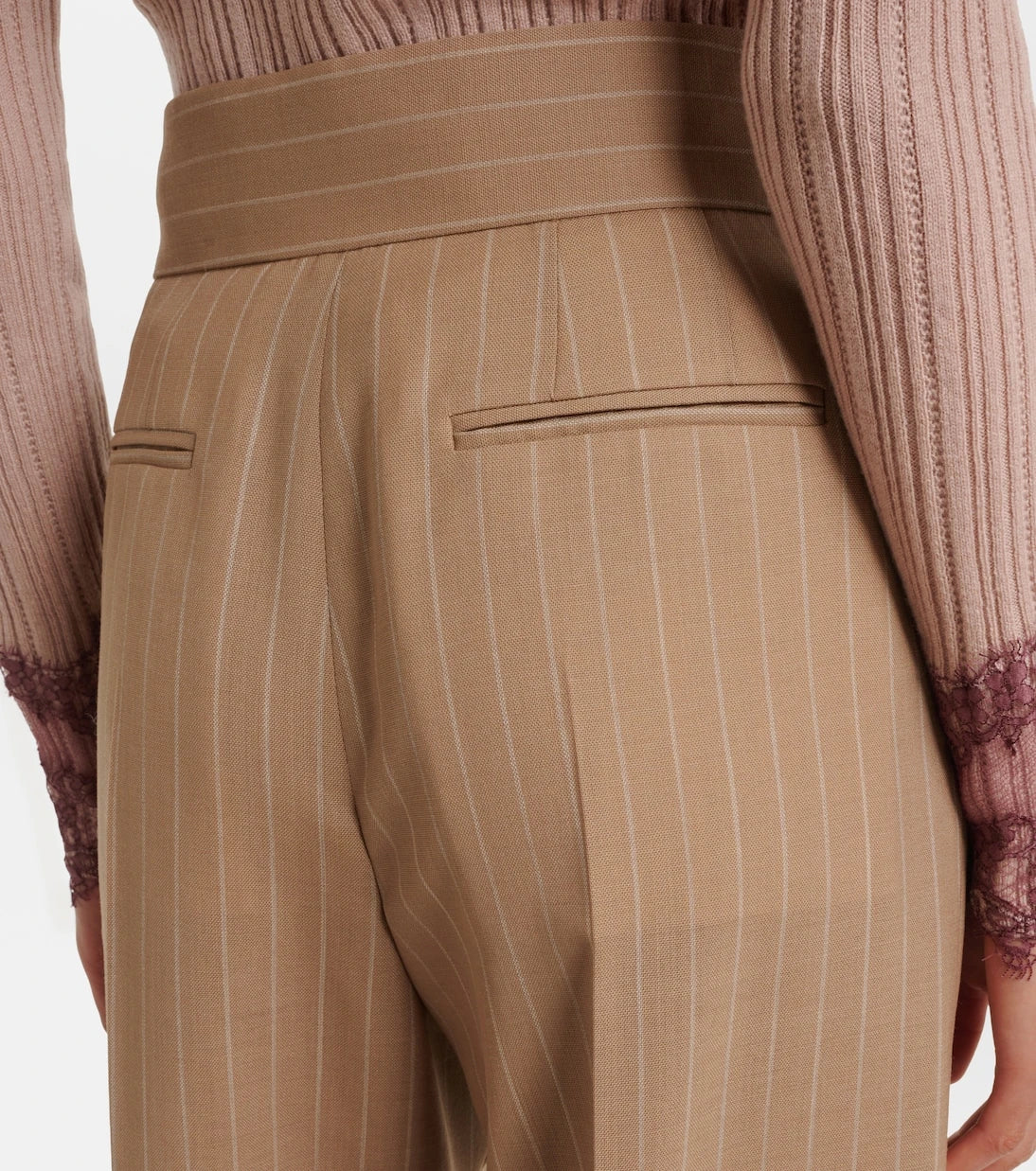 Valentino - Pinstripe pleated wool wide-leg pants