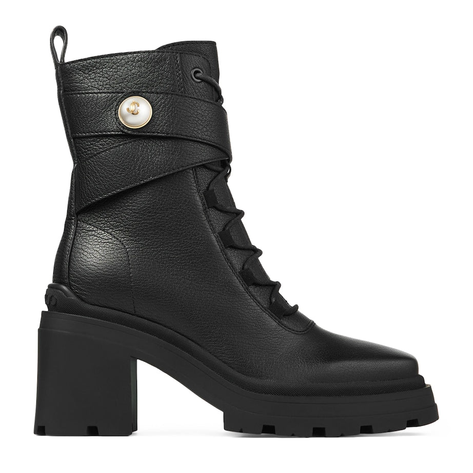Jimmy Choo Black Noemi 80 Leather Biker Boots