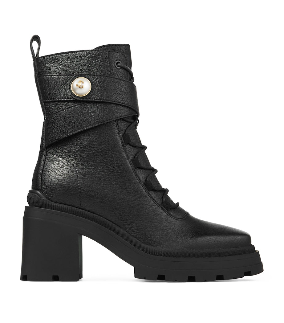 Jimmy Choo Black Noemi 80 Leather Biker Boots