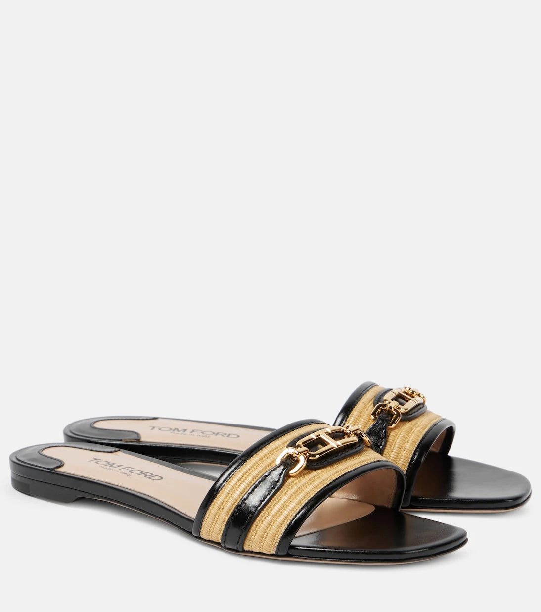 Tom Ford - Whitney leather and raffia slides