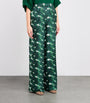 Max Mara Green Silk Printed Trousers