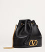 Valentino Garavani Black Leather VLogo Bucket Bag