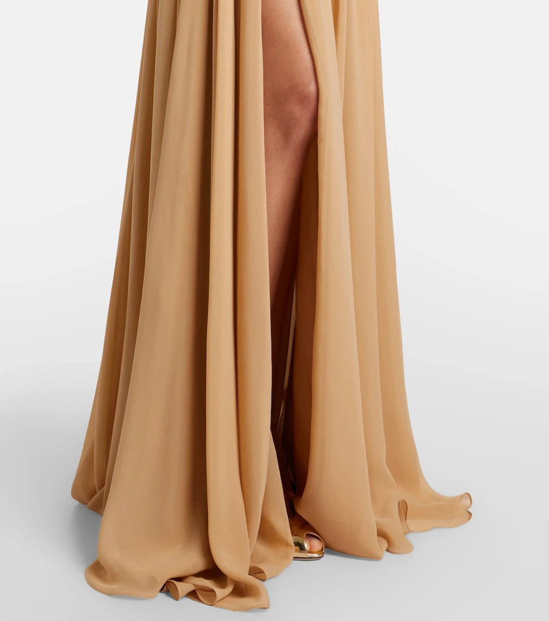 Elie Saab - Raffia-trimmed silk-blend tulle gown