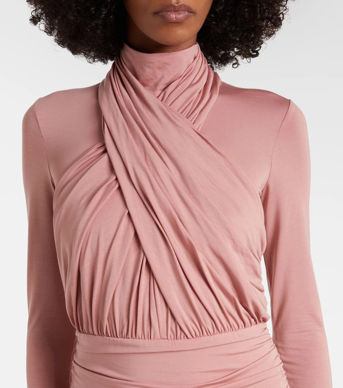 Balmain - Büzgülü jarse midi elbise