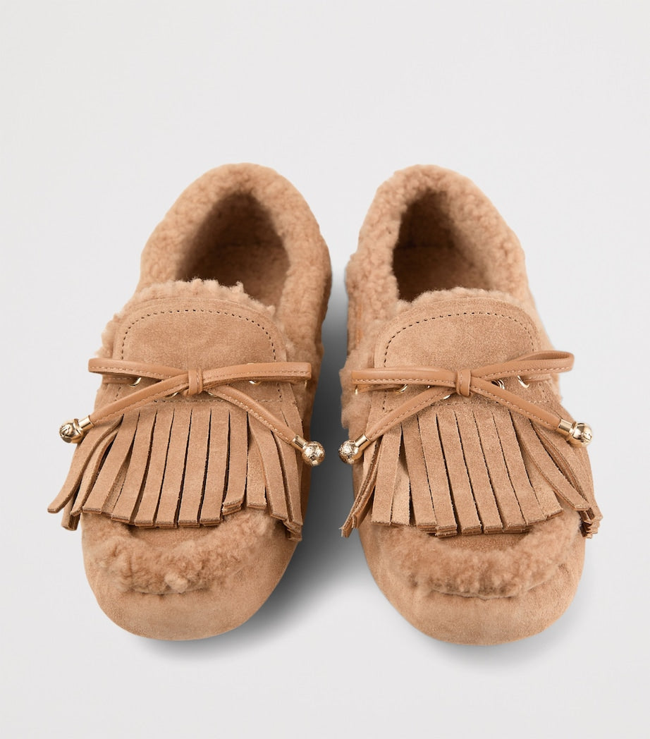 Manon Flat Suede-Shearling Loafers