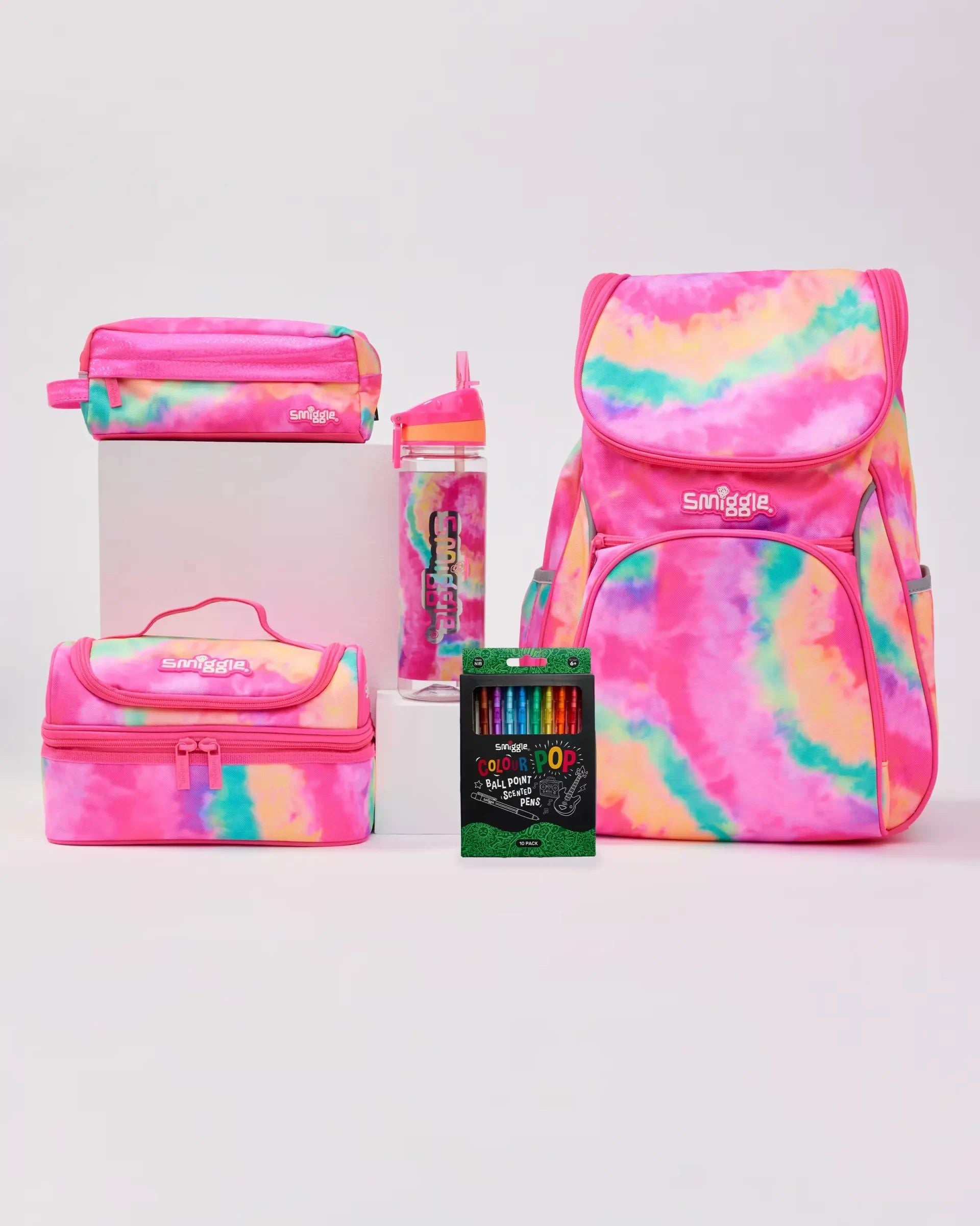 Smiggle - Canlı Renklerde 5 Parçalı Okul Çantası Seti