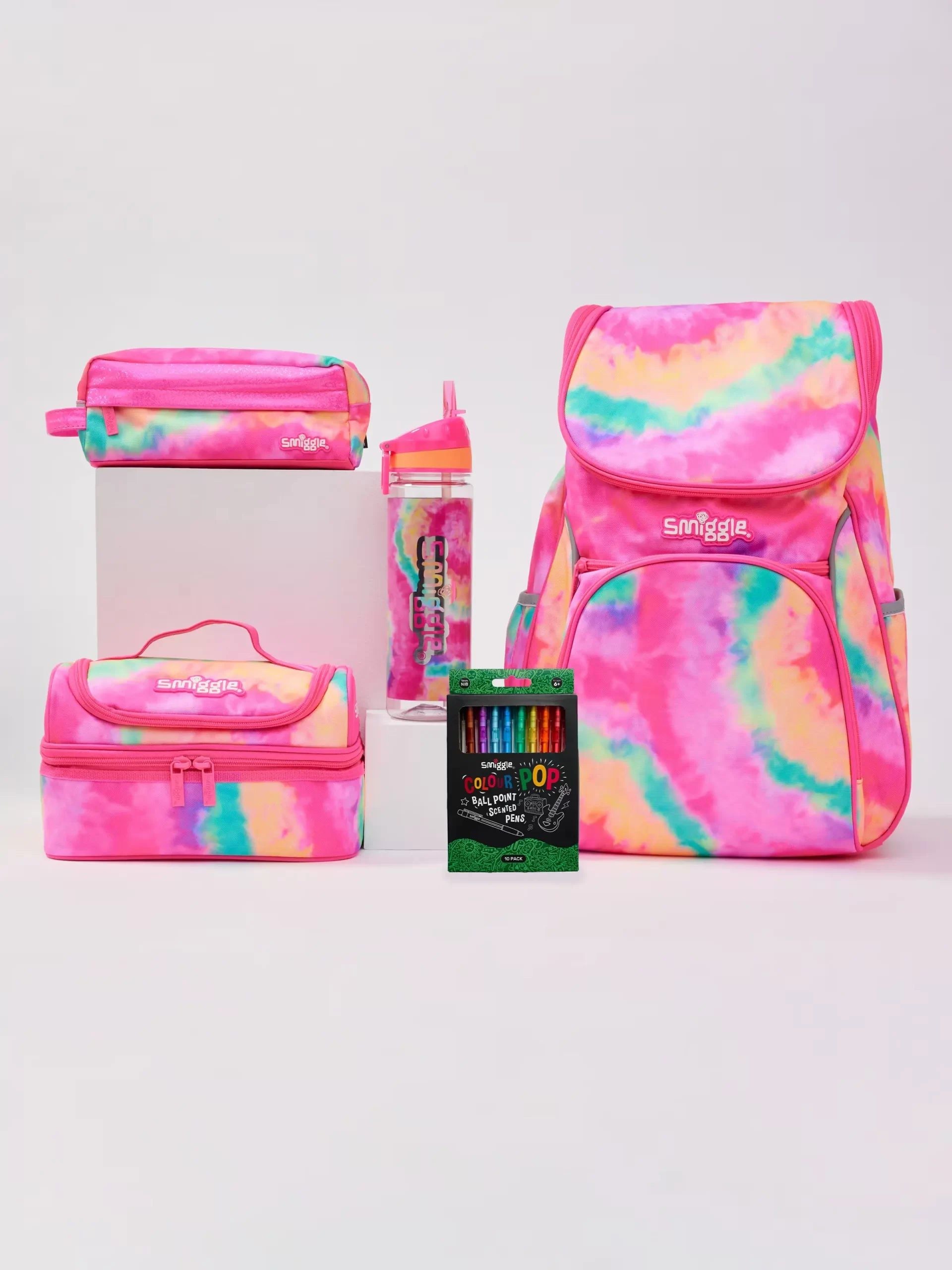 Smiggle - Canlı Renklerde 5 Parçalı Okul Çantası Seti