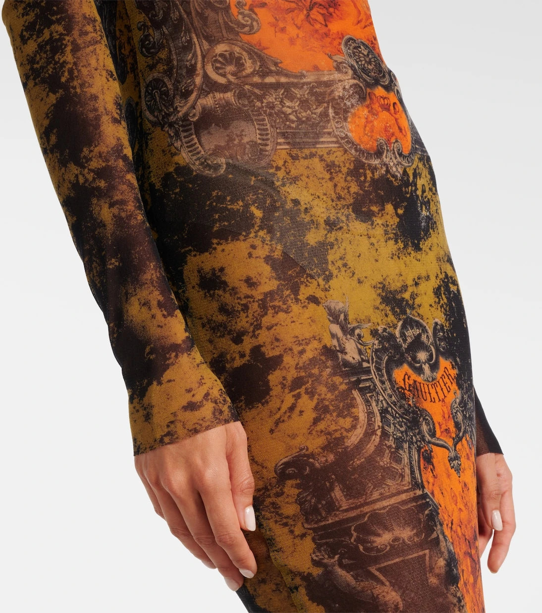Jean Paul Gaultier - Médallion printed mesh maxi dress