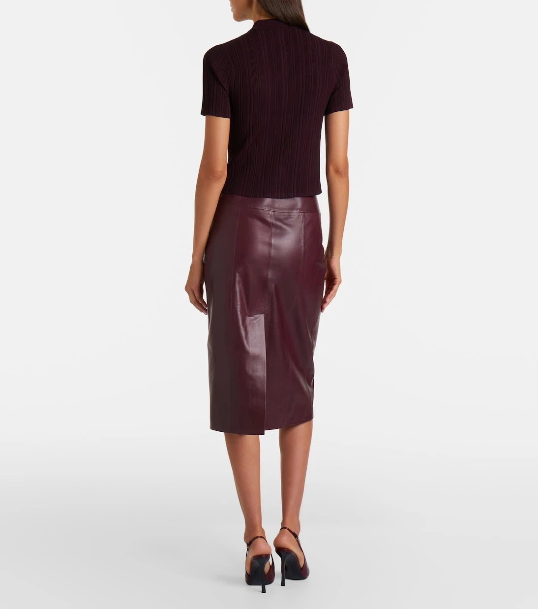 Victoria Beckham - Leather midi skirt