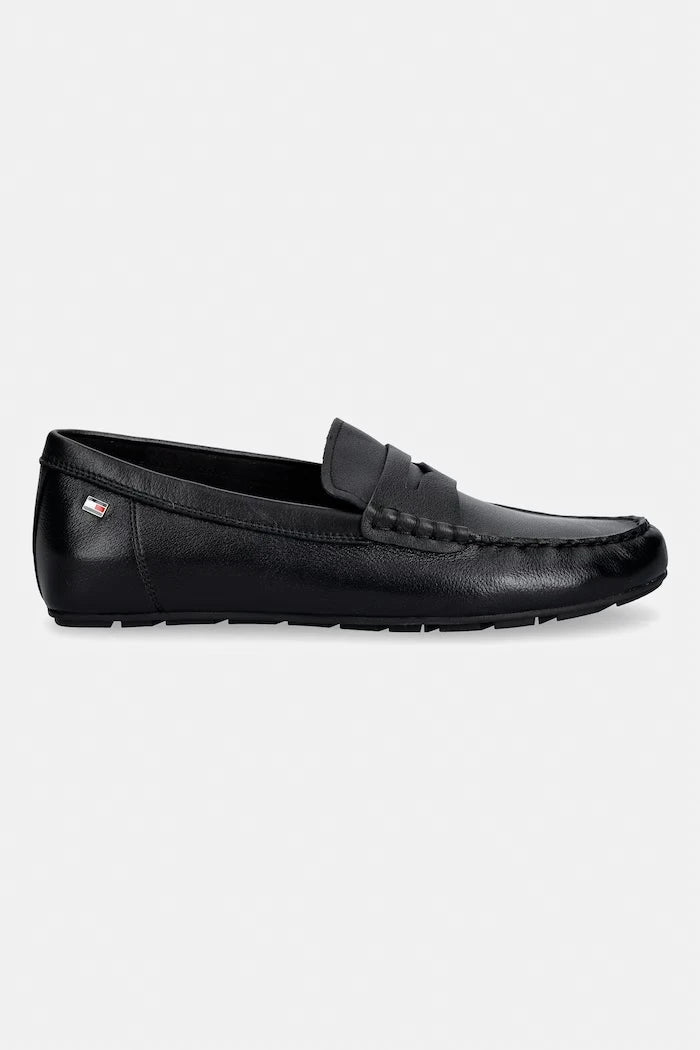 Tommy Hilfiger мокасини дамски от кожа FLAG LEATHER DRIVER LOAFER