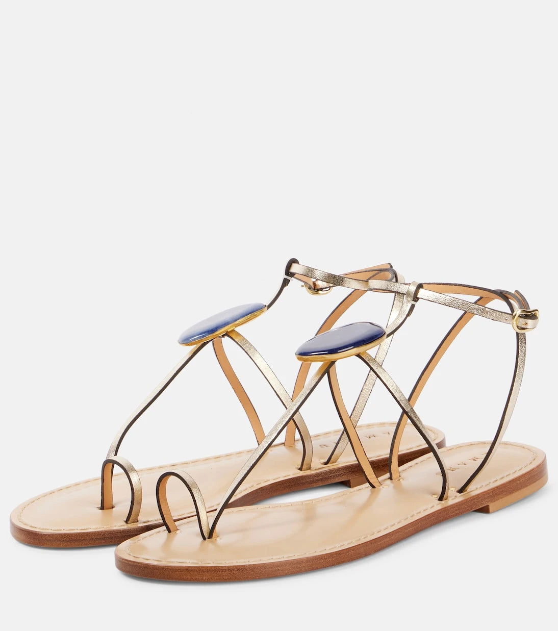 Amanu - Cairo embellished metallic leather sandals