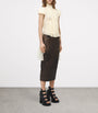 McQueen Brown Leather Pencil Midi Skirt