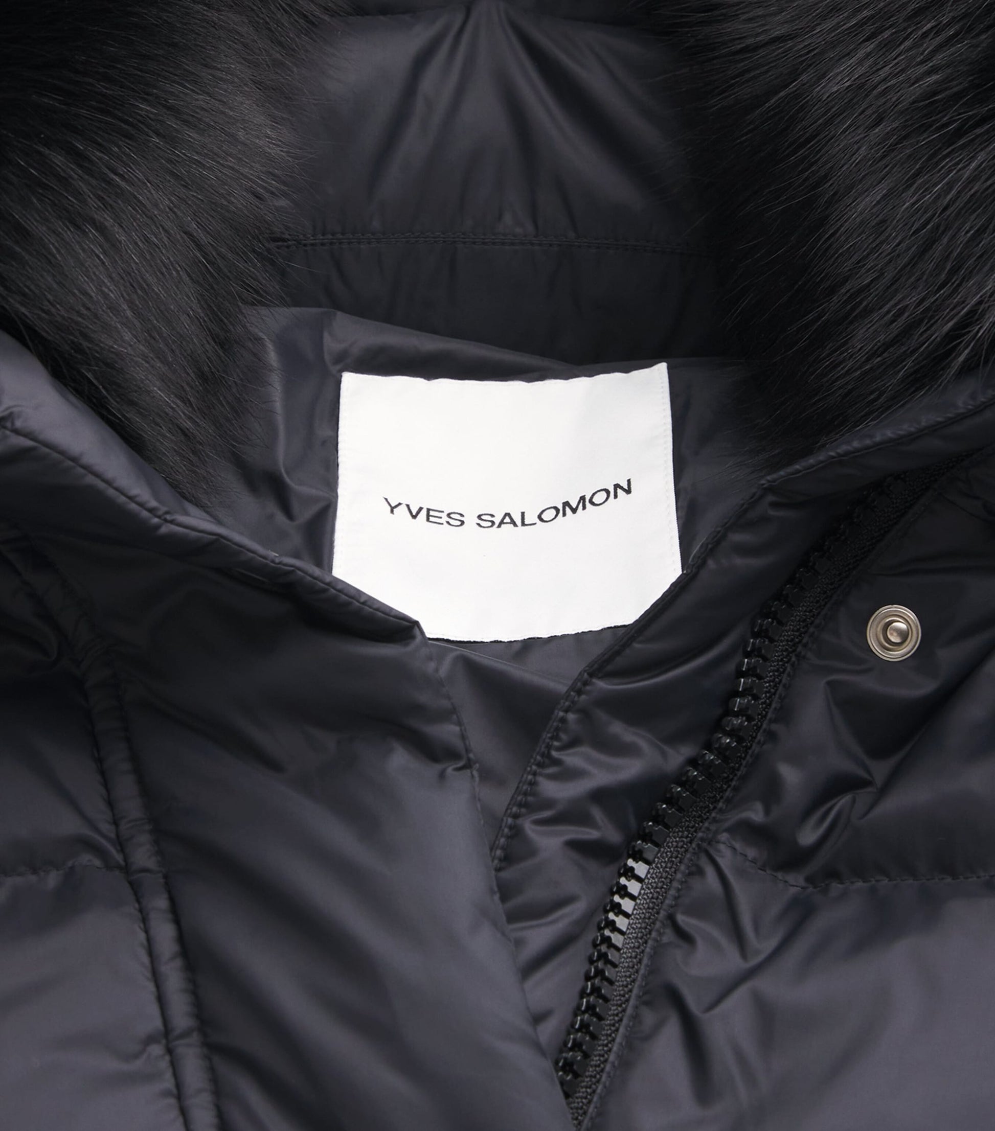 Yves Salomon Black Down Fur-Trim Adaptable Parka Coat