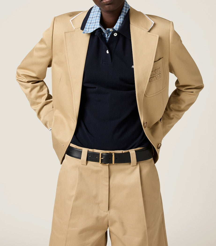 Miu Miu Neutral Cotton Bermuda Shorts