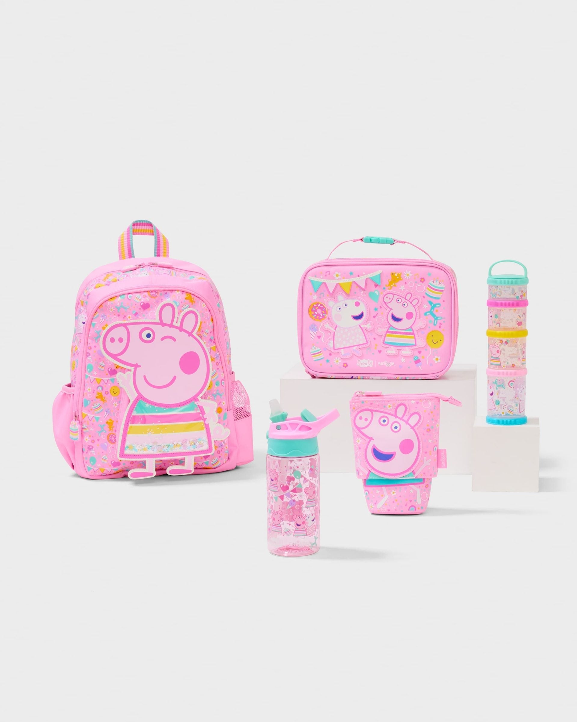 Smiggle - Peppa Pig Anaokulu 5 Parçalı Sırt Çantası Seti